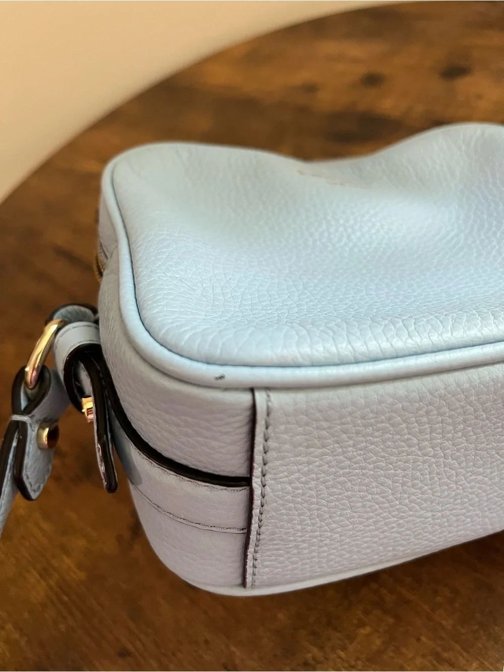 Kate Spade New York Light Blue Pebbled Leather Camera Crossbody Bag